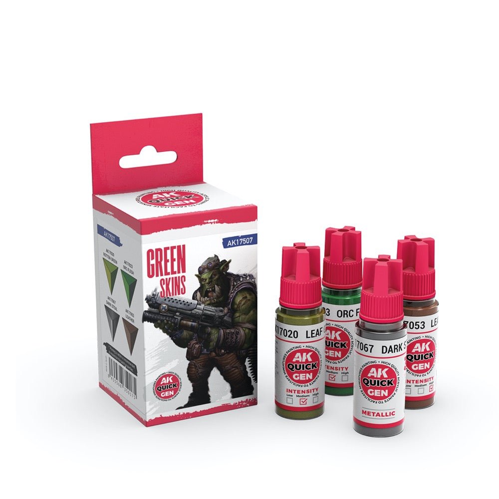 AK Interactive 17507 Quick Gen Green Skins Acrylic Paint Set 4 Colours