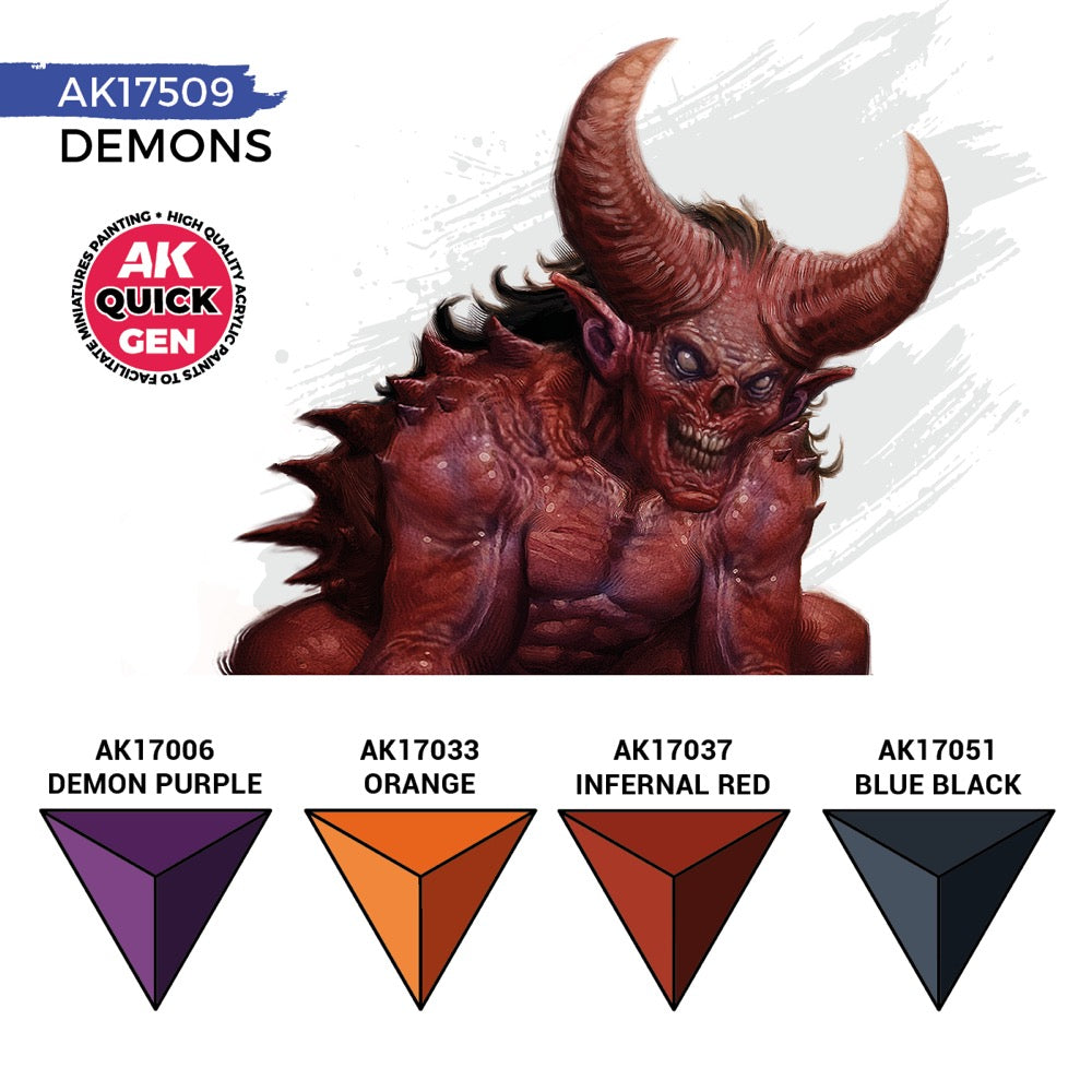AK Interactive 17509 Quick Gen Demons Acrylic Paint Set 4 Colours