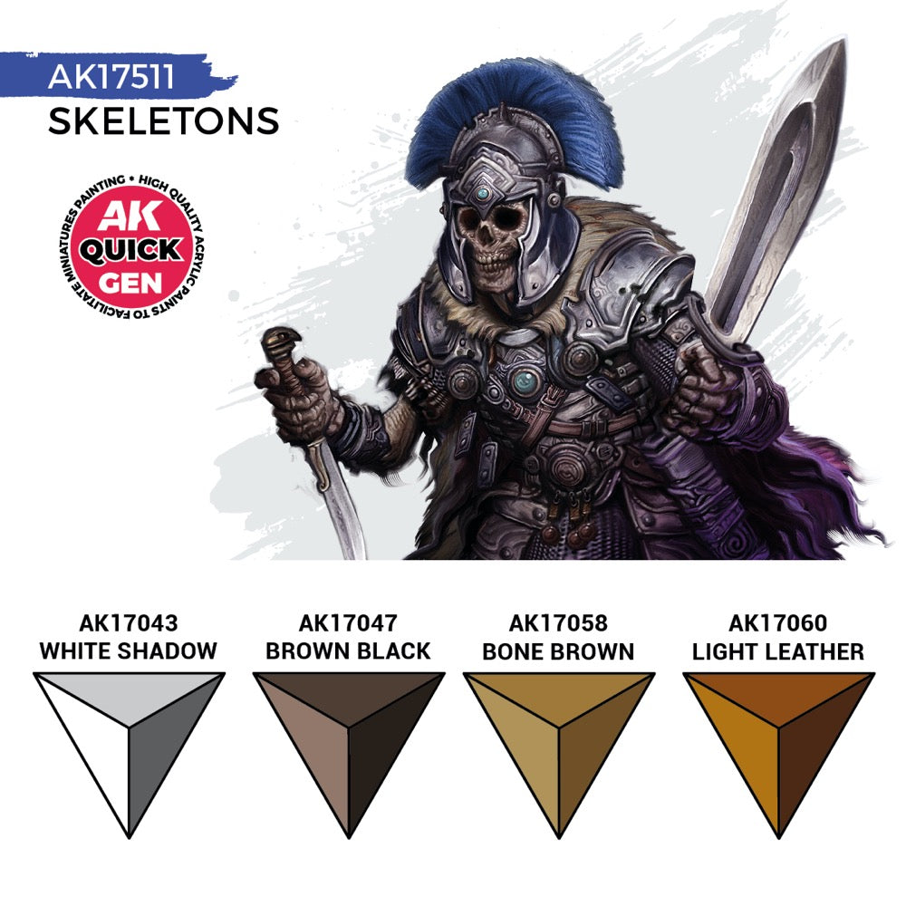 AK Interactive 17511 Quick Gen Skeletons Acrylic Paint Set 4 Colours