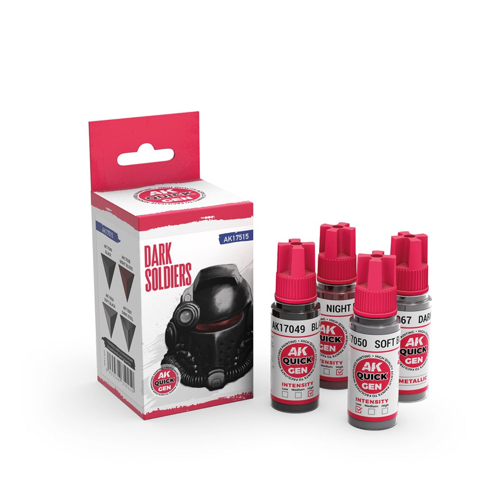 AK Interactive 17515 Quick Gen Dark Soldiers Acrylic Paint Set 4 Colours