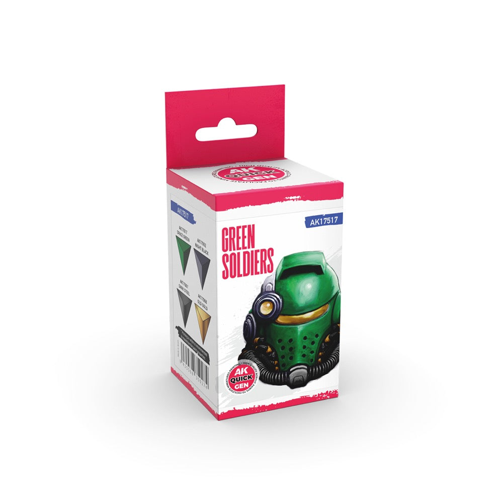 AK Interactive 17517 Quick Gen Green Soldiers Acrylic Paint Set 4 Colours