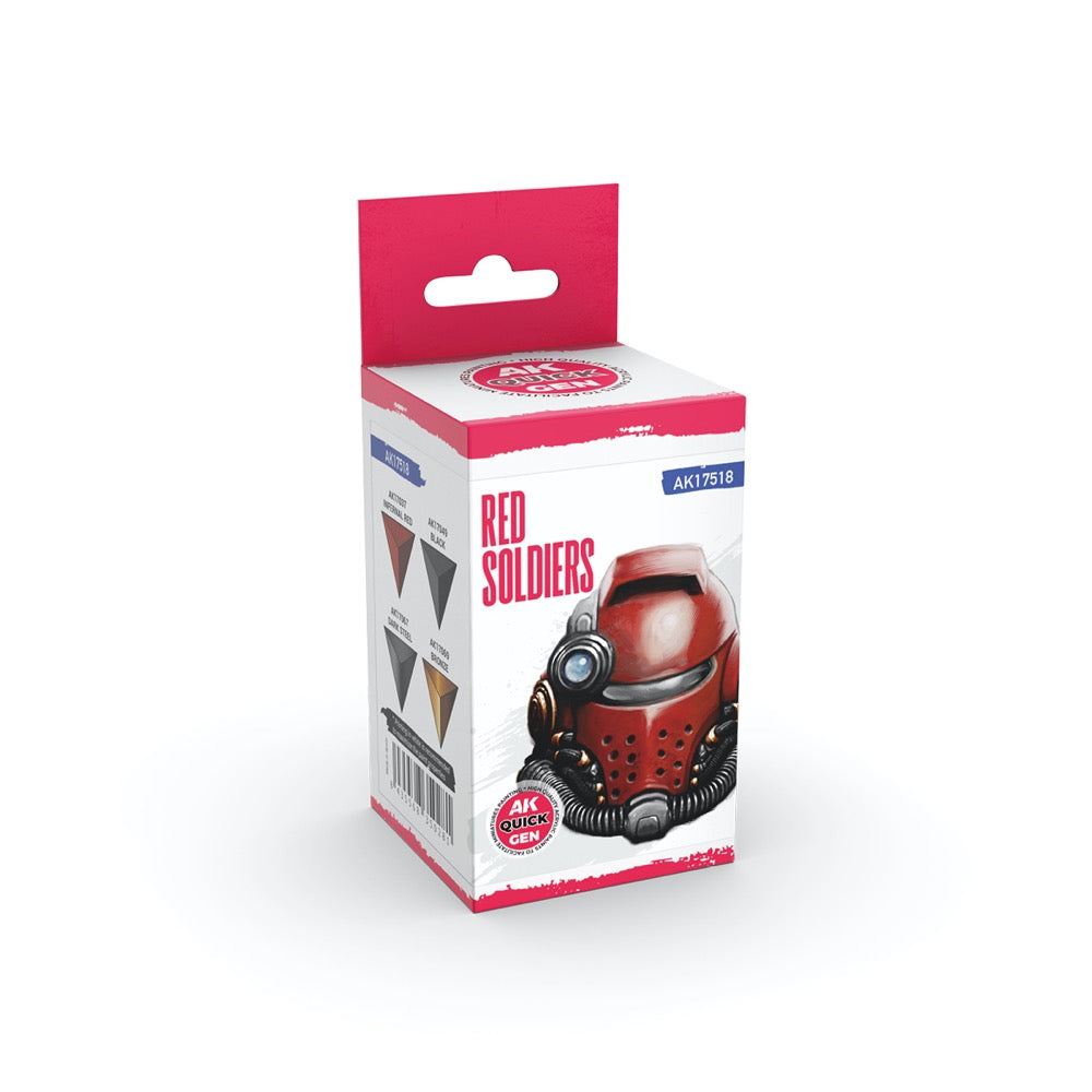 AK Interactive 17518 Quick Gen Red Soldiers Acrylic Paint Set 4 Colours