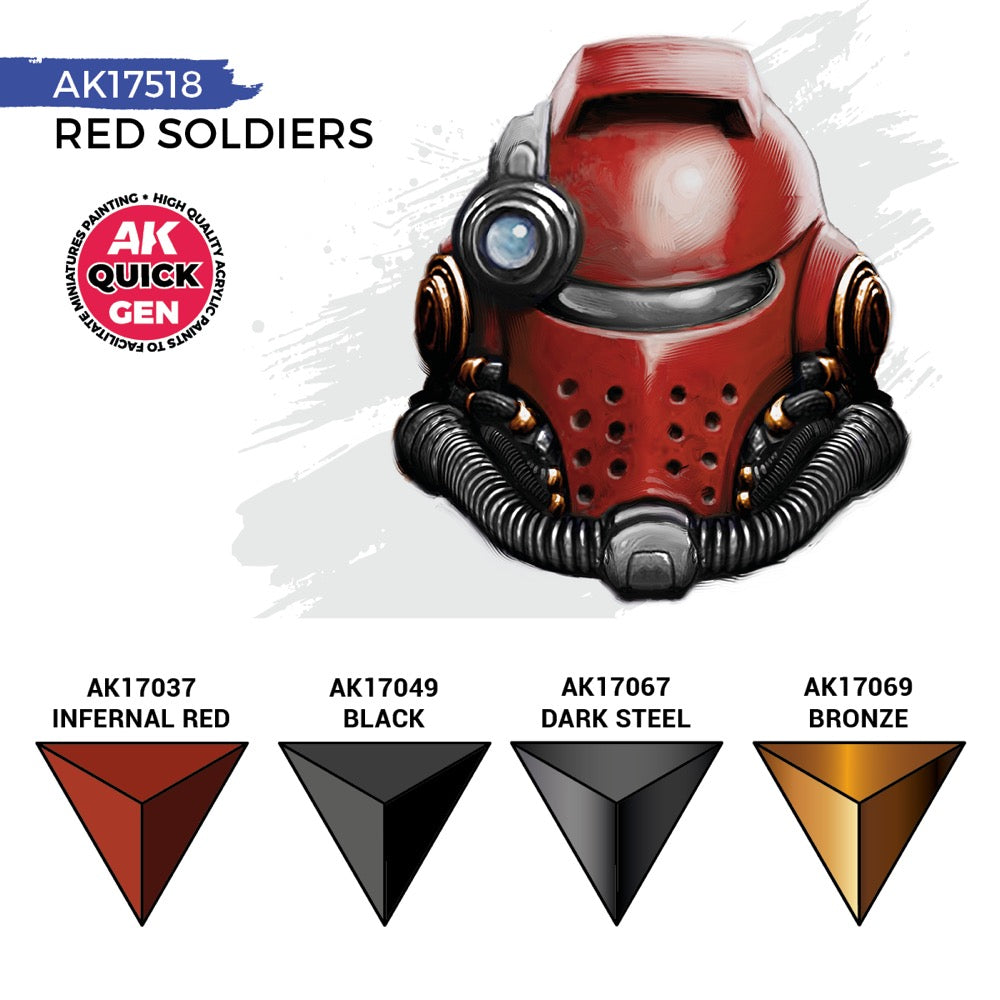 AK Interactive 17518 Quick Gen Red Soldiers Acrylic Paint Set 4 Colours