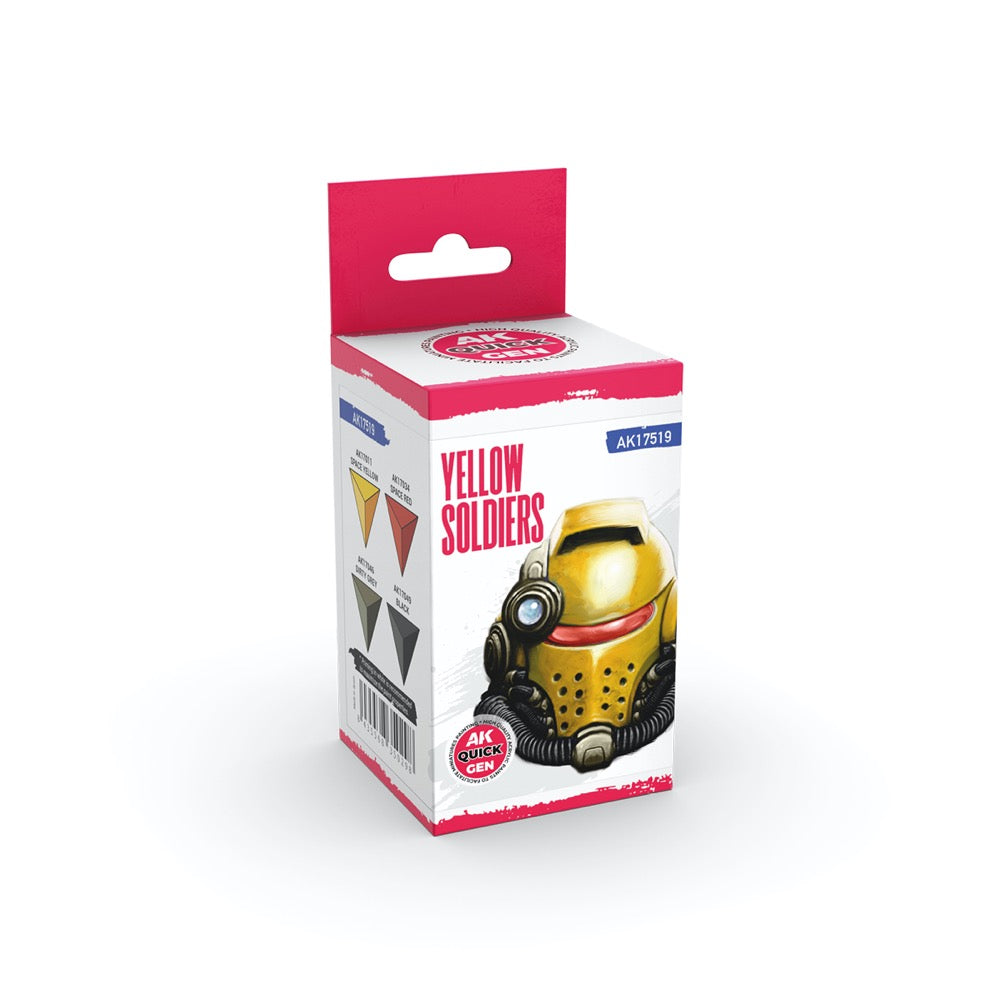 AK Interactive 17519 Quick Gen Yellow Soldiers Acrylic Paint Set 4 Colours