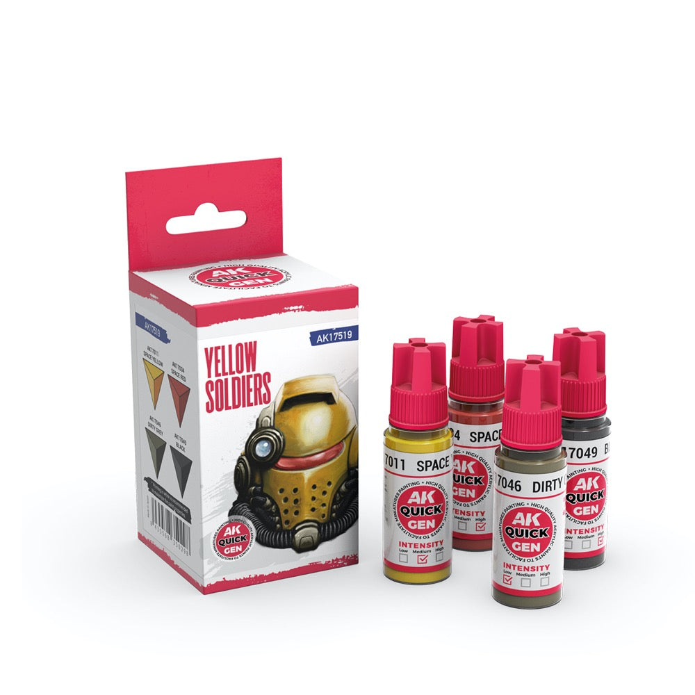 AK Interactive 17519 Quick Gen Yellow Soldiers Acrylic Paint Set 4 Colours
