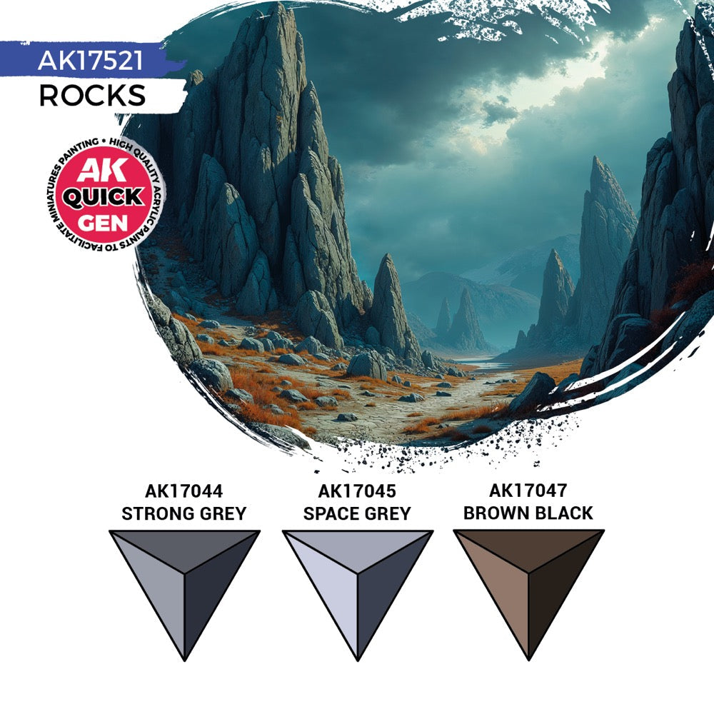 AK Interactive 17521 Quick Gen Rocks Acrylic Paint Set 3 Colours