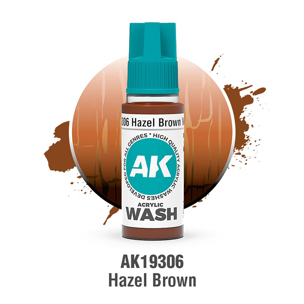 AK Interactive Acrylic Wash Hazel Brown Wash 18ml