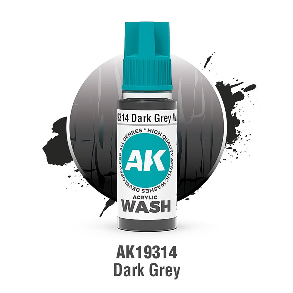 AK Interactive Acrylic Wash Dark Grey Wash 18ml