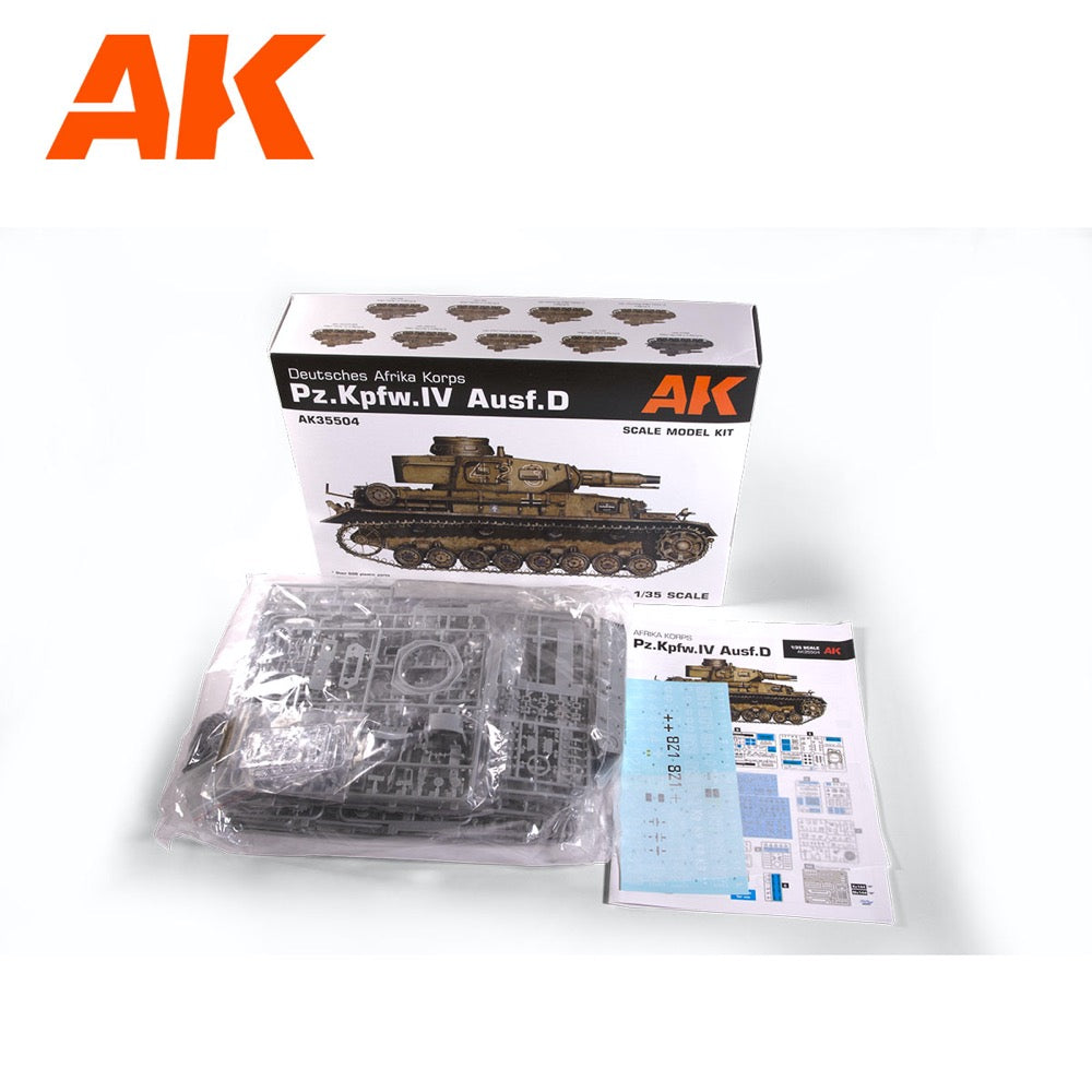 AK Interactive 35504-B Pz.Kpfw.IV Ausf.D Afrika Korps + 5 Figures German Tank Crew