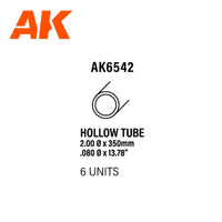 AK Interactive Styrene Hollow Tube 2.00d x 350mm (W.T. 0.7mm) (Pack of 6)