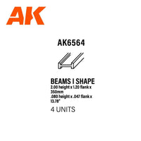 AK Interactive Styrene I Shape Beam 2.0 x 1.2 x 350mm Pack of 4