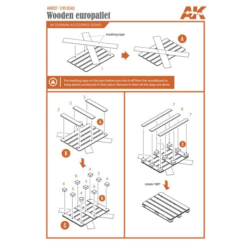 AK Interactive AK8227 Laser Cut Wooden Europallet 1:35. 5 Units