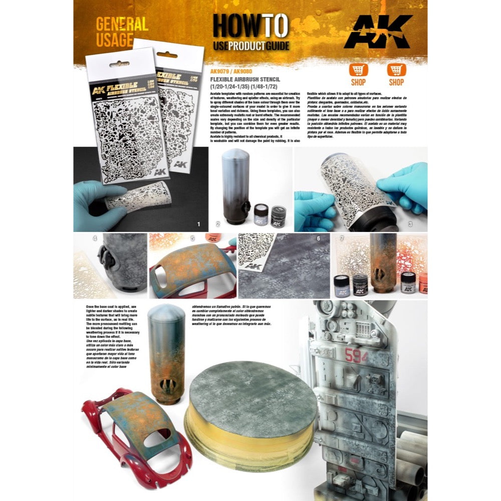 AK Interactive AK9079 Flexible Airbrush Stencil 1/20 1/24 1/35