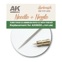 AK Interactive Needle + Nozzle 0.2 Top Line Replacement for Airbrush AK9600 0.3 Top Line