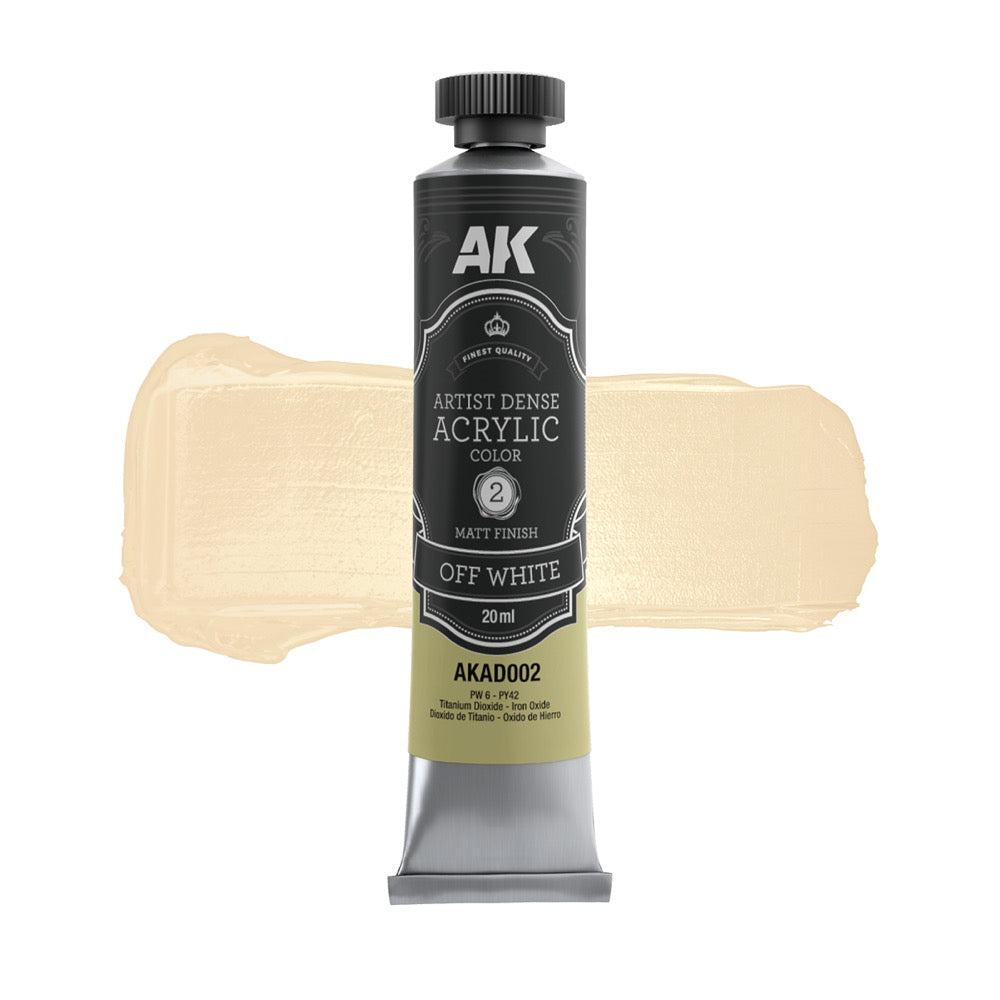 AK Interactive Artist Dense Acrylic Black and White Set (6 Tubes 20 ml)