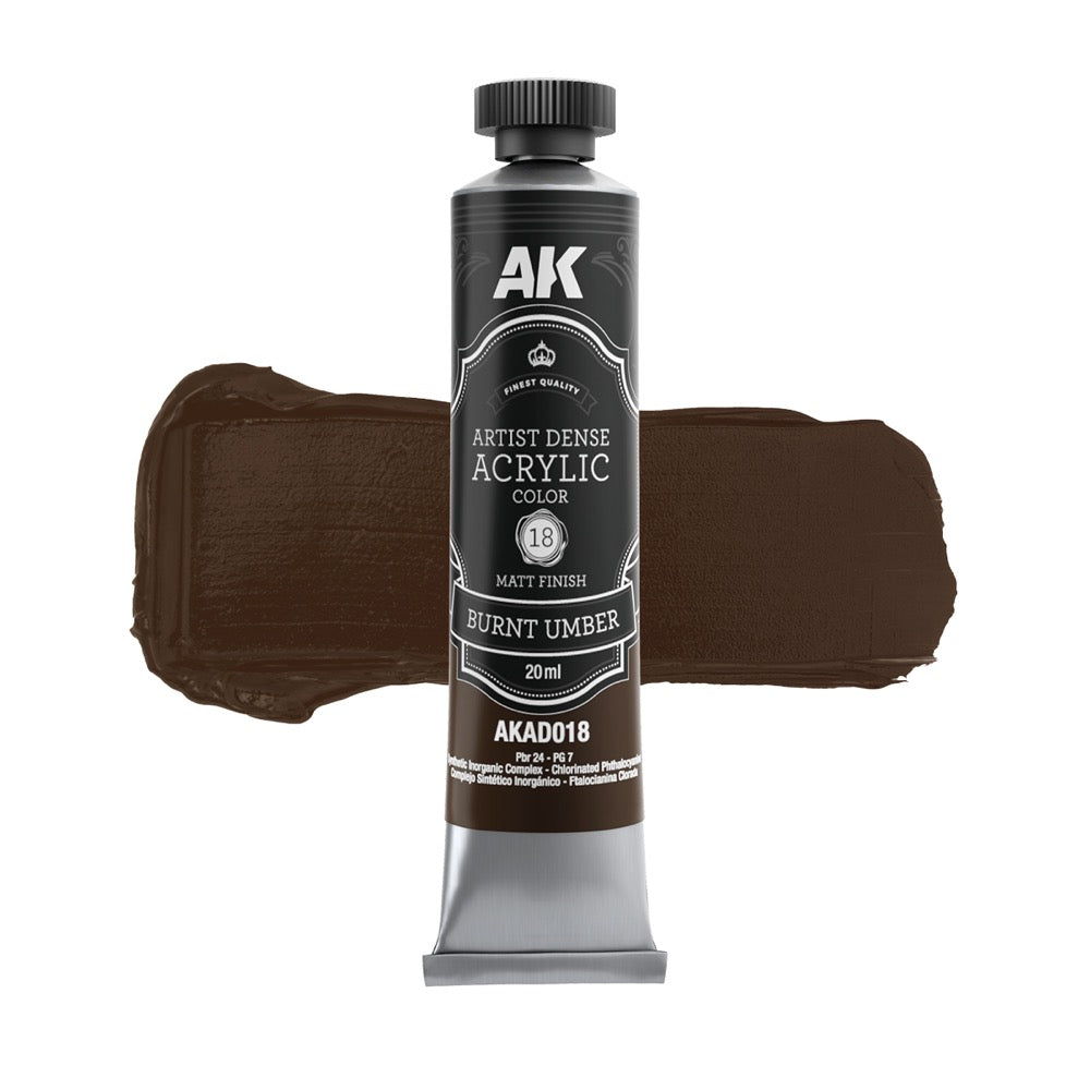 AK Interactive Artist Dense Acrylic Black and White Set (6 Tubes 20 ml)
