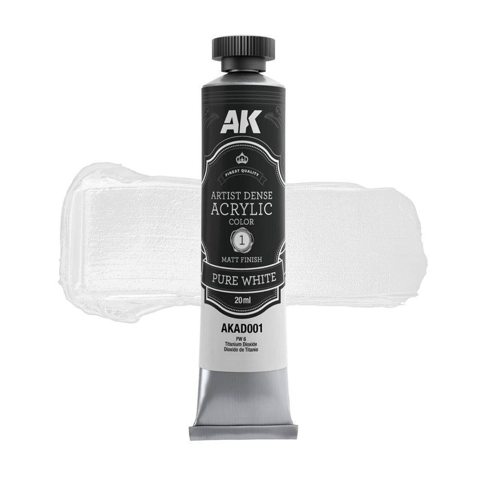 AK Interactive Artist Dense Acrylic Black & White Color Set