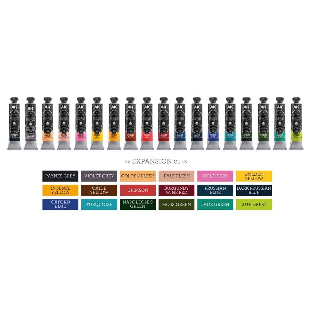 AK Interactive Artist Dense Acrylic Deluxe Edition Box 18 New Colors Expansion