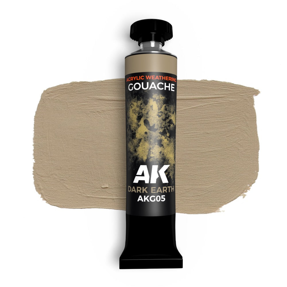 AK Interactive AKG05 Acrylic Weathering Gouache Dark Earth Paint 20ml