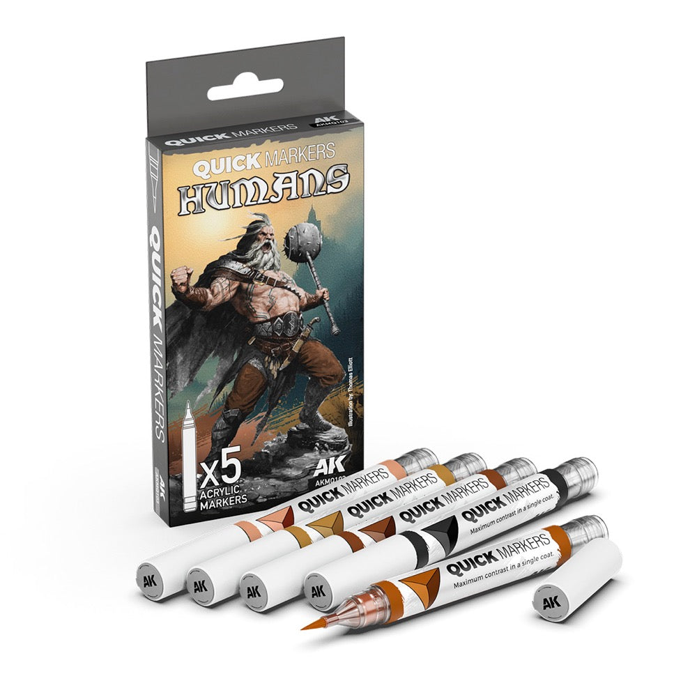 AK Interactive MQ103 Quick Marker Set Humans 5 Colour Set