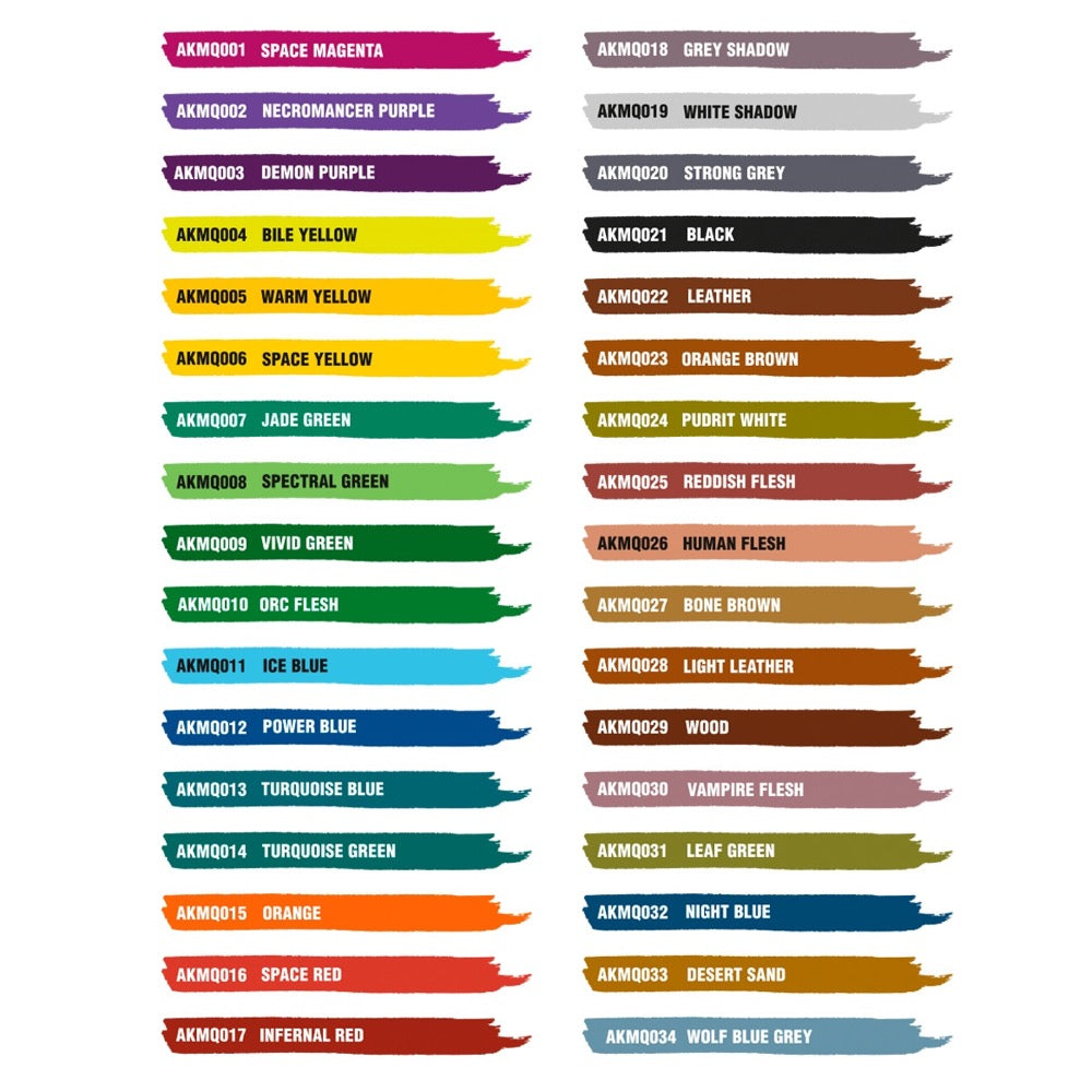 AK Interactive MQ150 Quick Marker Set Special Box Full Range 34 Colours