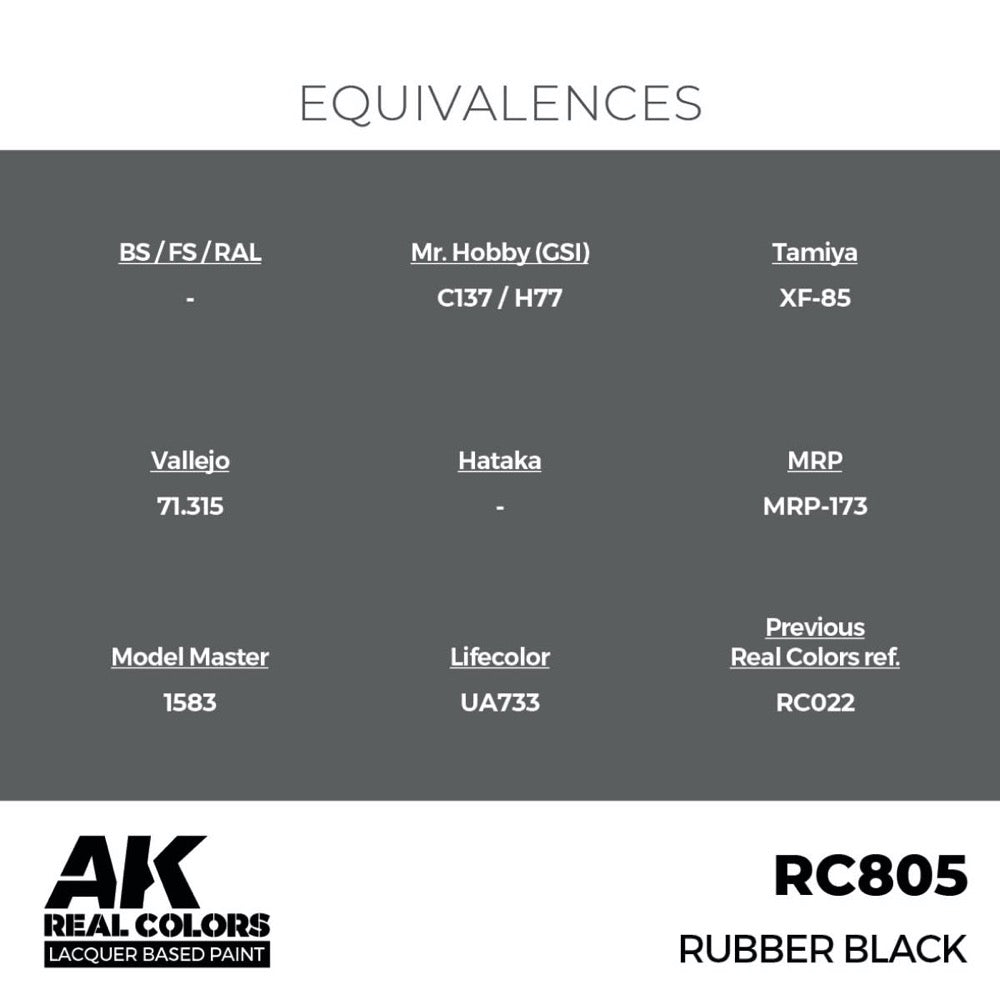 AK Interactive RC805 Real Colors Rubber Black 17ml Lacquer Paint