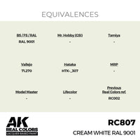AK Interactive RC807 Real Colors Cream White RAL 9001 17ml Lacquer Paint