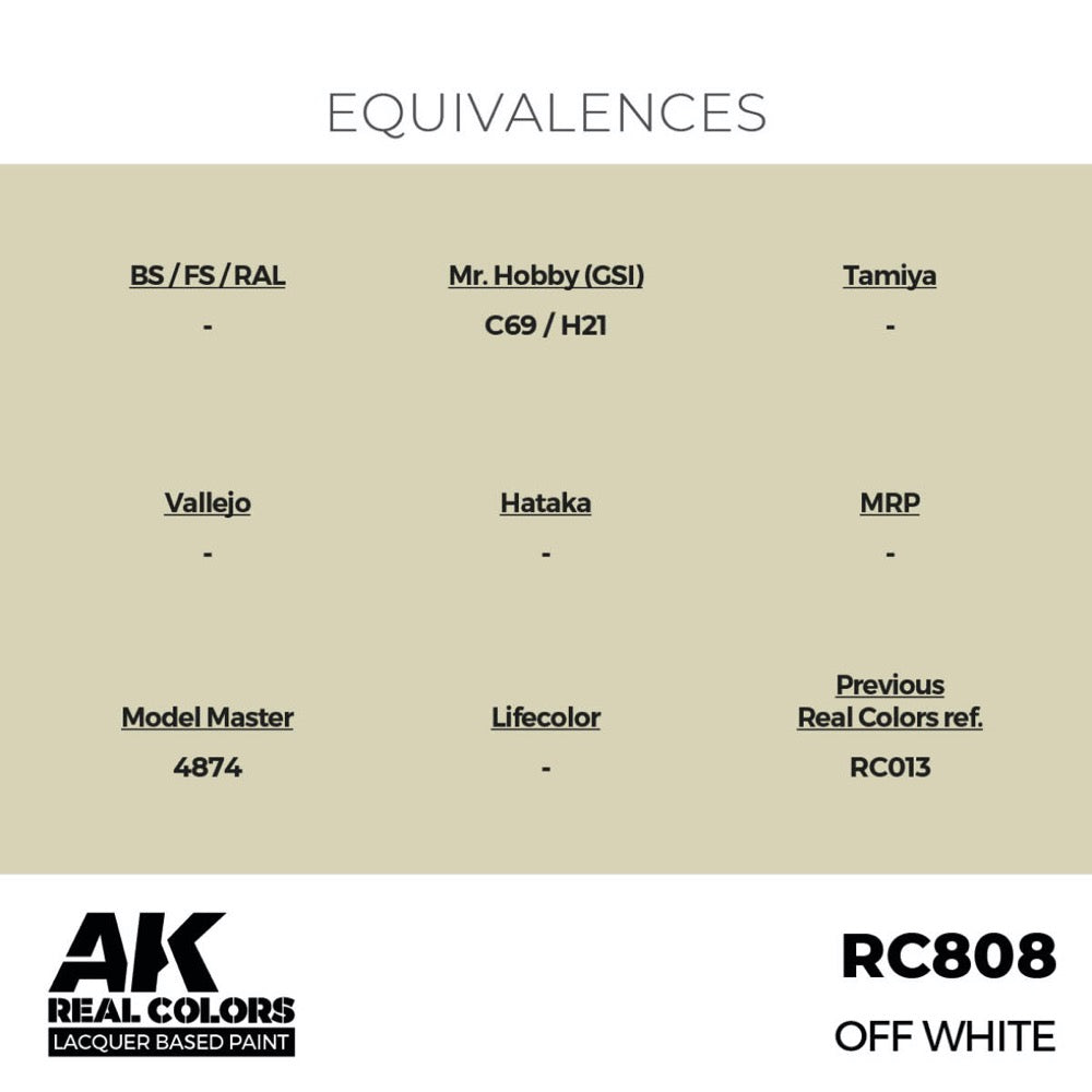 AK Interactive RC808 Real Colors Off White 17ml Lacquer Paint