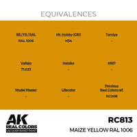 AK Interactive RC813 Real Colors Maize Yellow RAL 1006 17ml Lacquer Paint