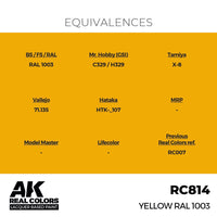 AK Interactive RC814 Real Colors Yellow RAL 1003 17ml Lacquer Paint