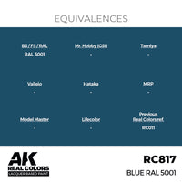 AK Interactive RC817 Real Colors Blue RAL 5001 17ml Lacquer Paint