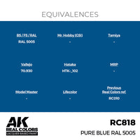 AK Interactive RC818 Real Colors Pure Blue RAL 5005 17ml Lacquer Paint