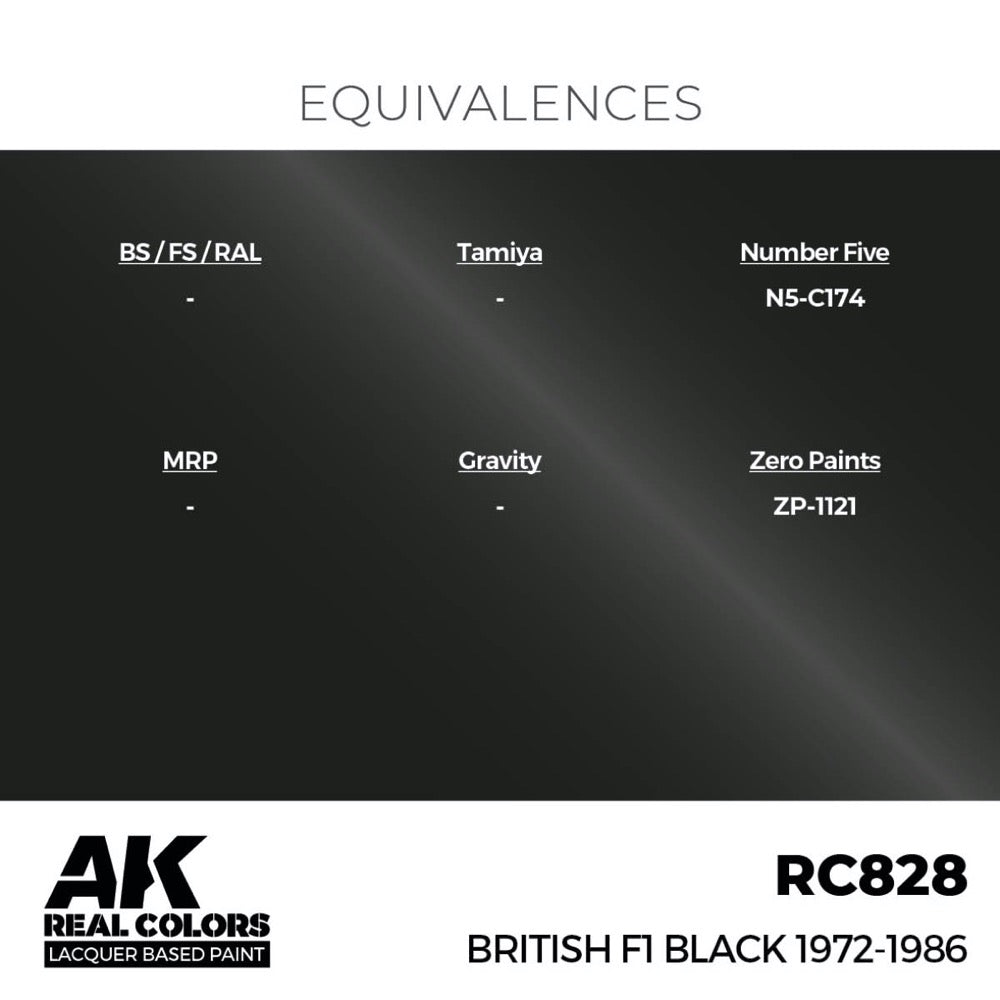AK Interactive RC828 Real Colors British F1 Black 1972-1986 17ml Lacquer Paint