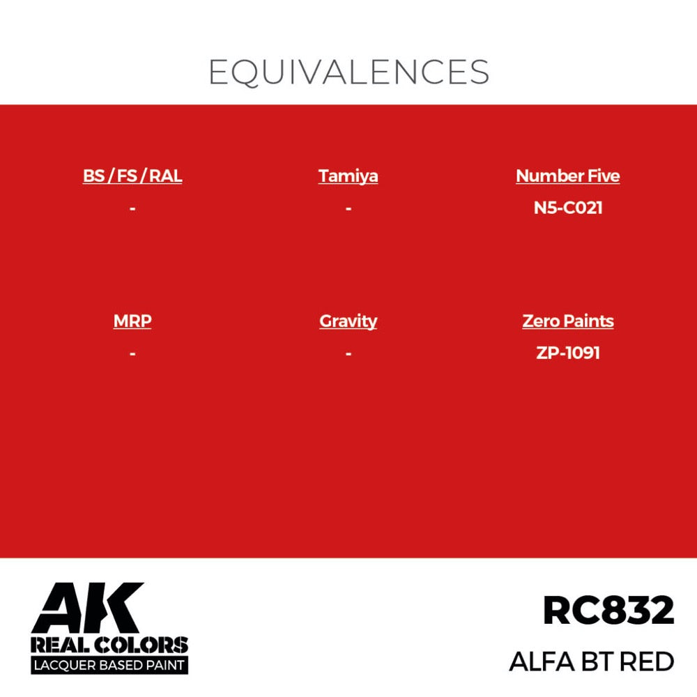 AK Interactive RC832 Real Colors Alfa BT Red 17ml Lacquer Paint