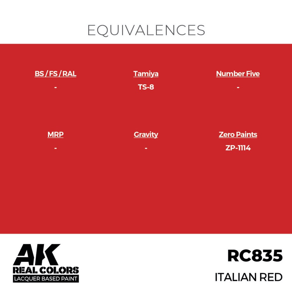 AK Interactive RC835 Real Colors Italian Red 17ml Lacquer Paint