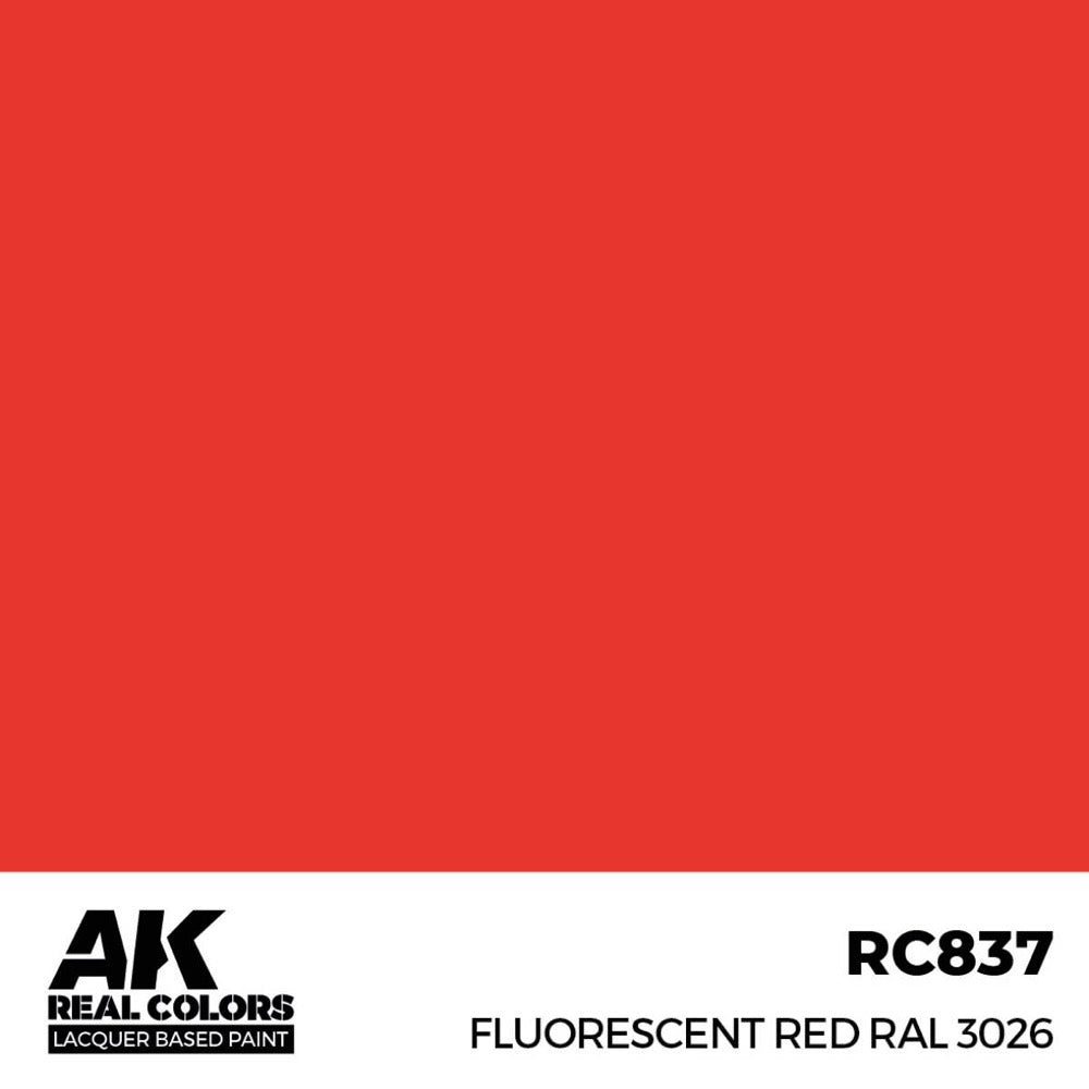 AK Interactive RC837 Real Colors Fluorescent Red RAL 3026 17ml Lacquer Paint