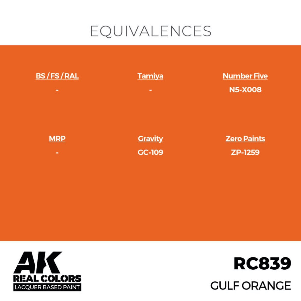AK Interactive RC839 Real Colors GULF Orange 17ml Lacquer Paint