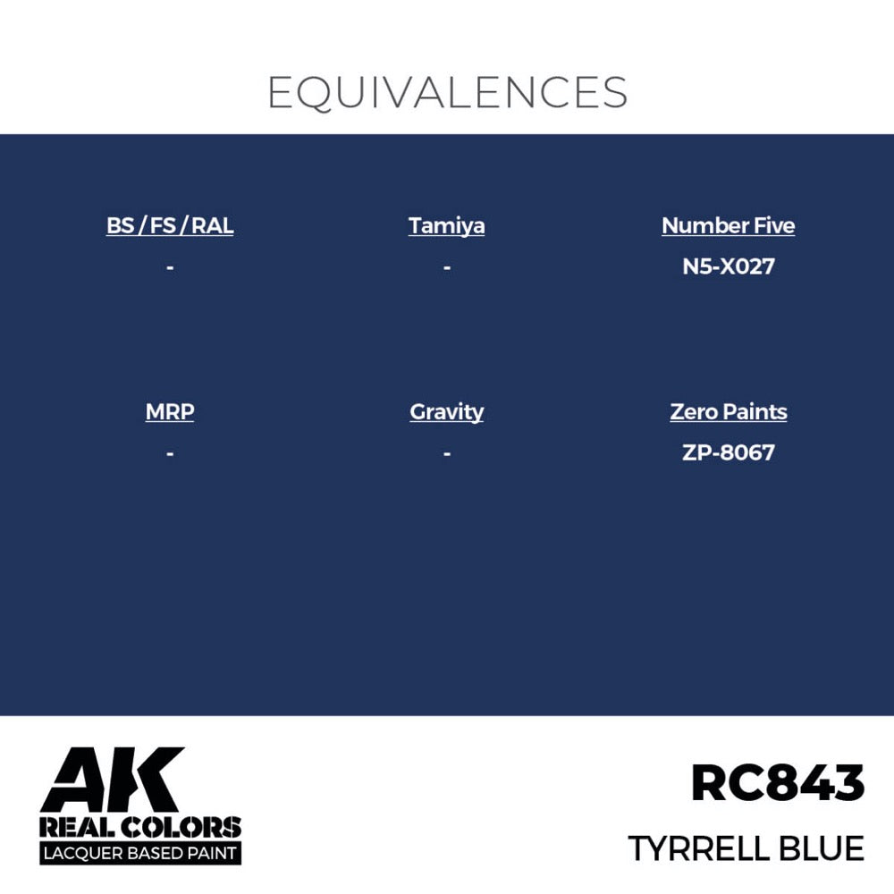 AK Interactive RC843 Real Colors Tyrrell Blue 17ml Lacquer Paint