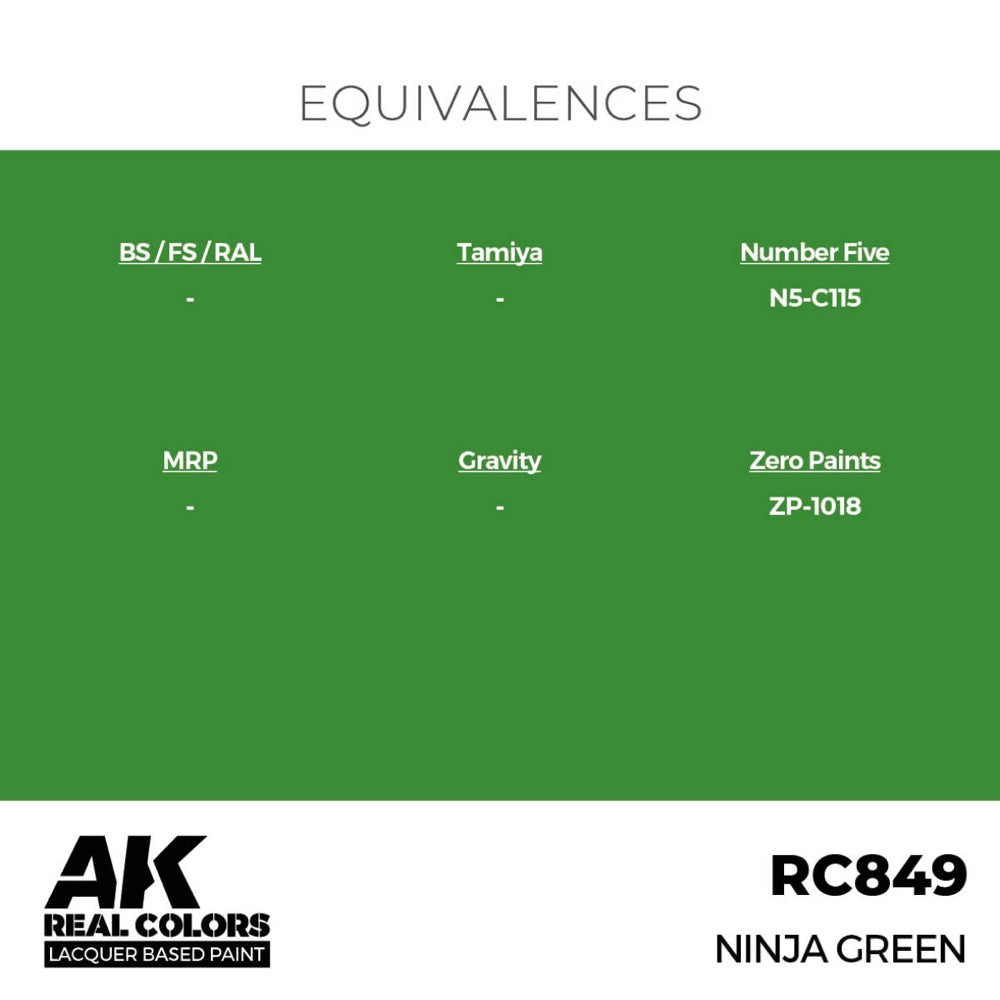 AK Interactive RC849 Real Colors Ninja Green 17ml Lacquer Paint