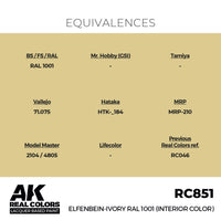 AK Interactive RC851 Real Colors Elfenbein-Ivory RAL 1001 Interior Color 17ml Lacquer Paint