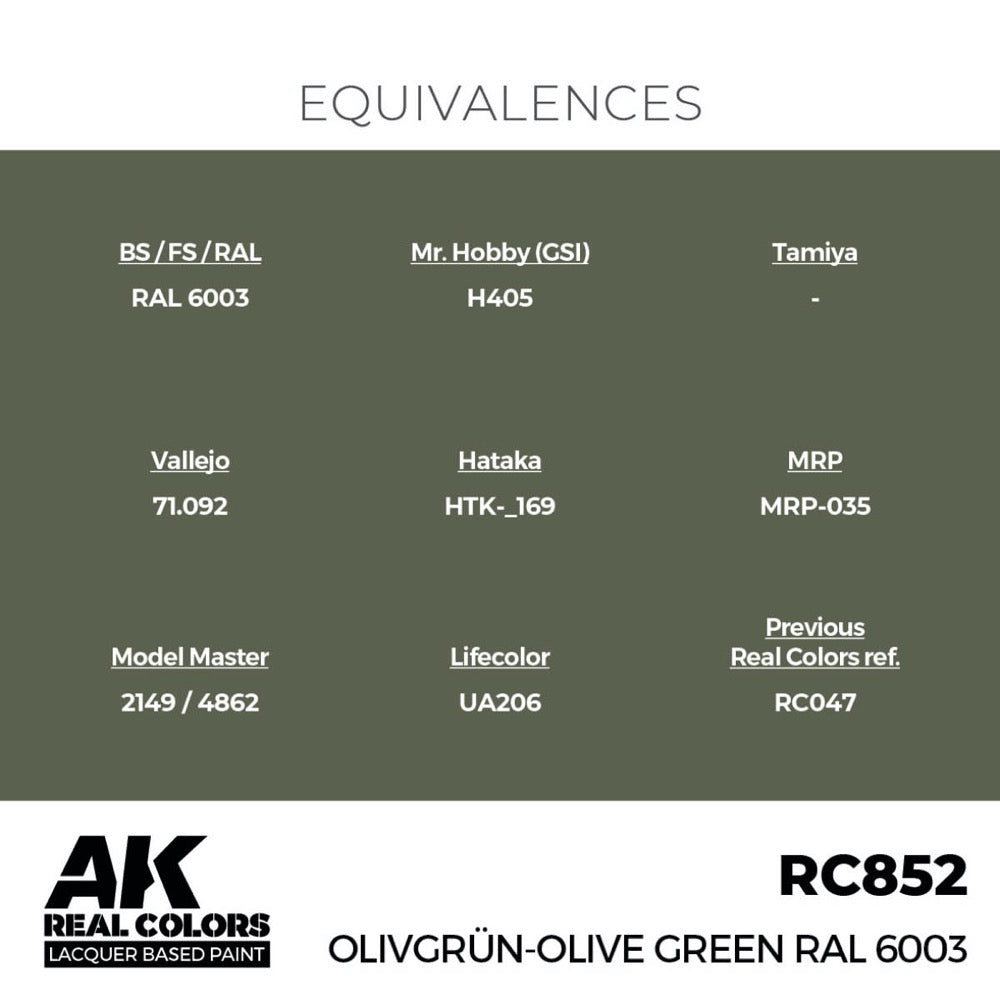 AK Interactive RC852 Real Colors Olivgrun-Olive Green RAL 6003 17ml Lacquer Paint