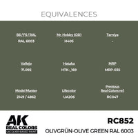 AK Interactive RC852 Real Colors Olivgrun-Olive Green RAL 6003 17ml Lacquer Paint