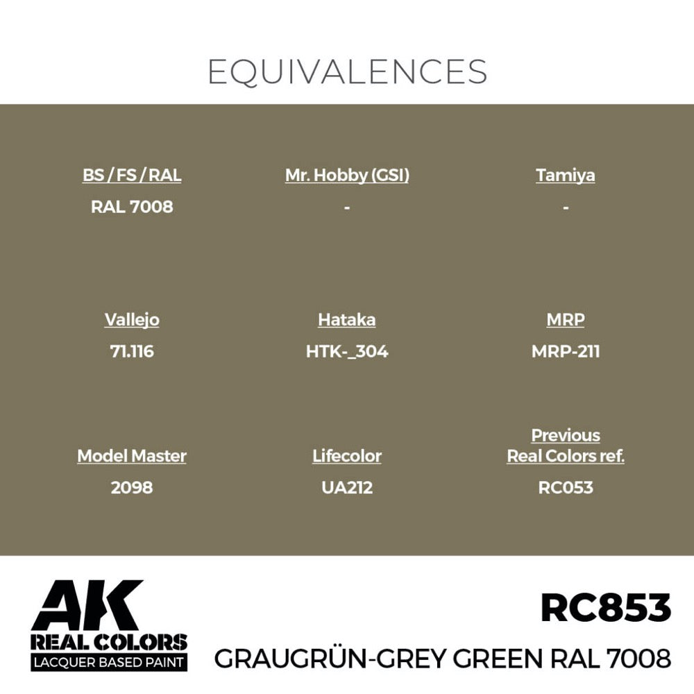 AK Interactive RC853 Real Colors Graugrun-Grey Green RAL 7008 17ml Lacquer Paint