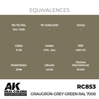 AK Interactive RC853 Real Colors Graugrun-Grey Green RAL 7008 17ml Lacquer Paint