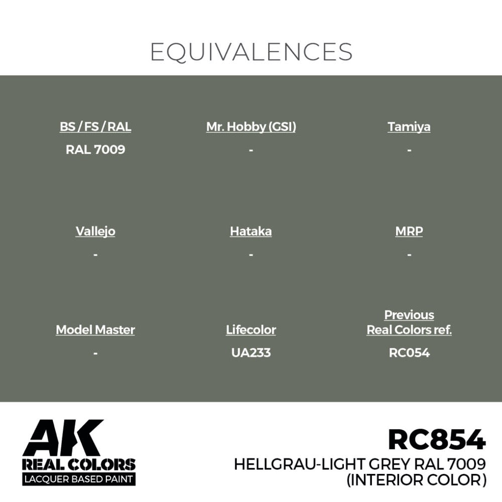 AK Interactive RC854 Real Colors Hellgrau-Light Grey RAL 7009 interior color 17ml Lacquer Paint
