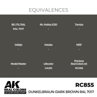 AK Interactive RC855 Real Colors Dunkelbraun-Dark Brown RAL 7017 17ml Lacquer Paint