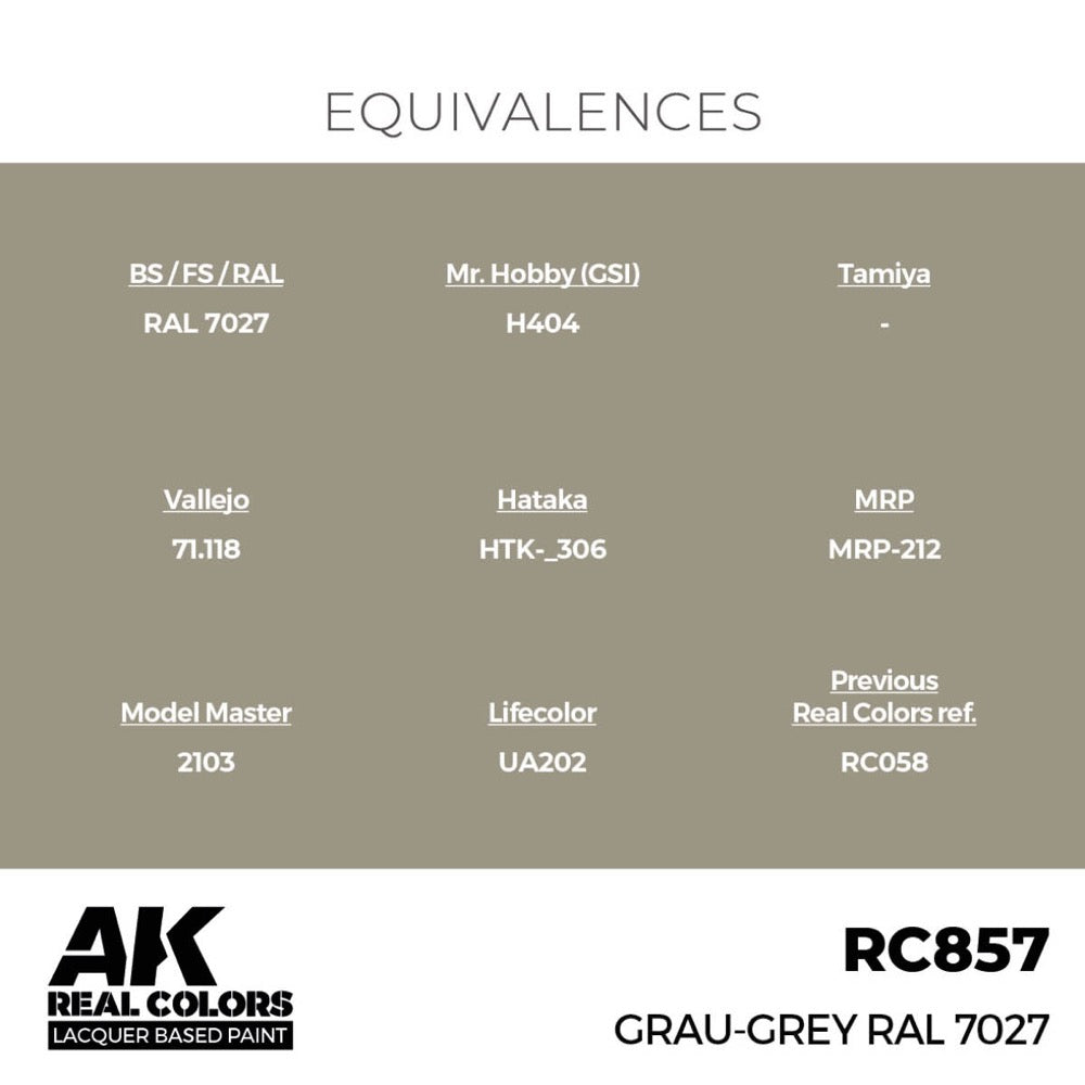 AK Interactive RC857 Real Colors Grau-Grey RAL 7027 17ml Lacquer Paint