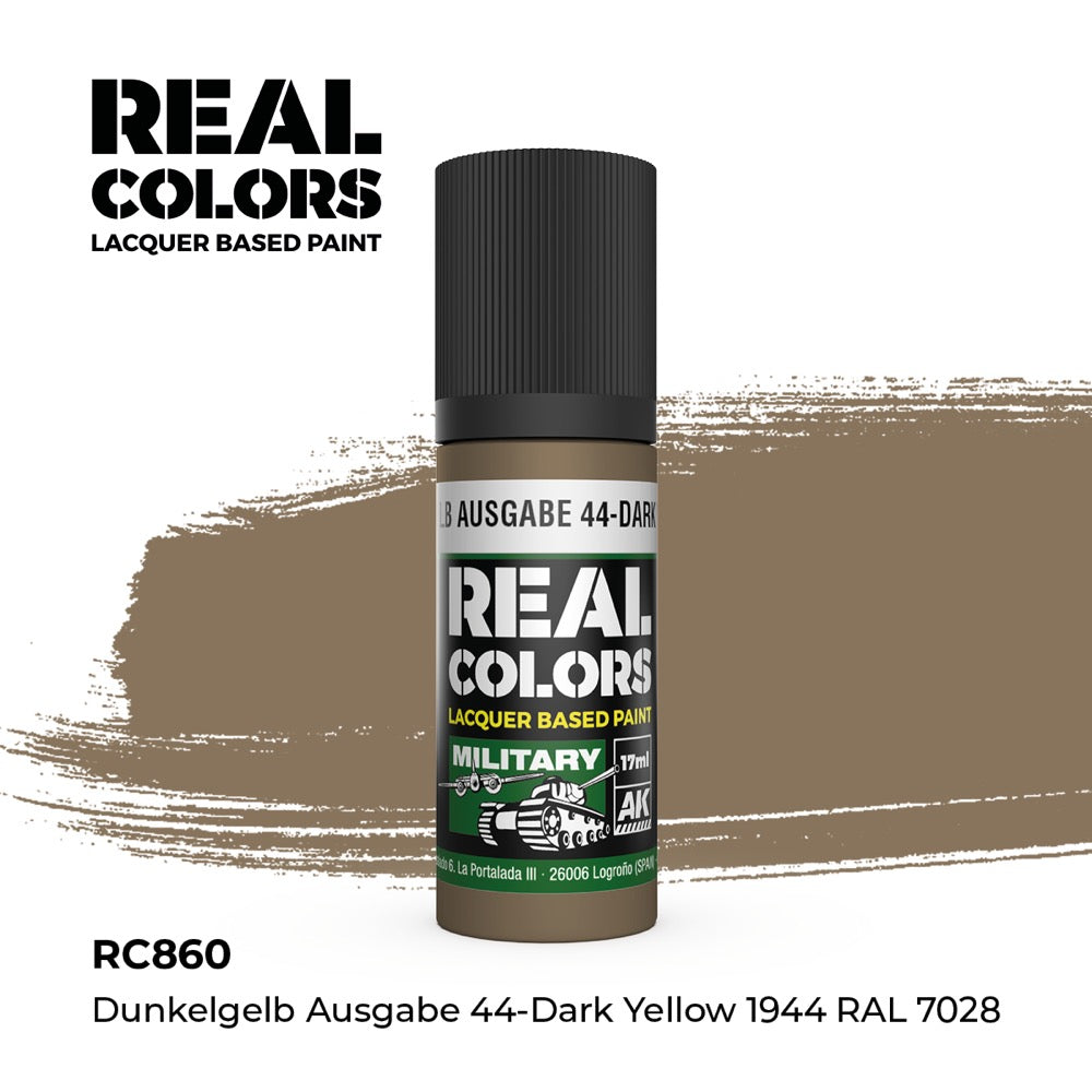 AK Interactive RC860 Real Colors Dunkelgelb Ausgabe 44 Dark Yellow 1944 RAL 7028 17 Lacquer Paint