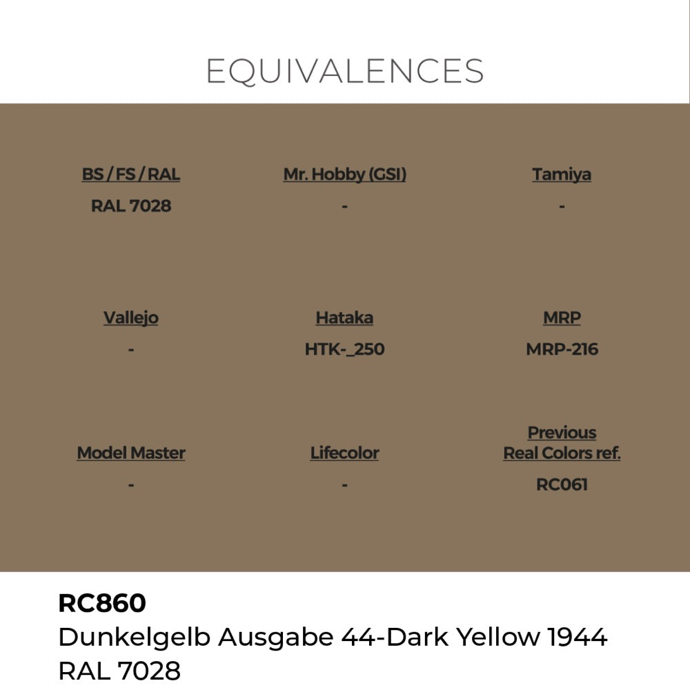 AK Interactive RC860 Real Colors Dunkelgelb Ausgabe 44 Dark Yellow 1944 RAL 7028 17 Lacquer Paint