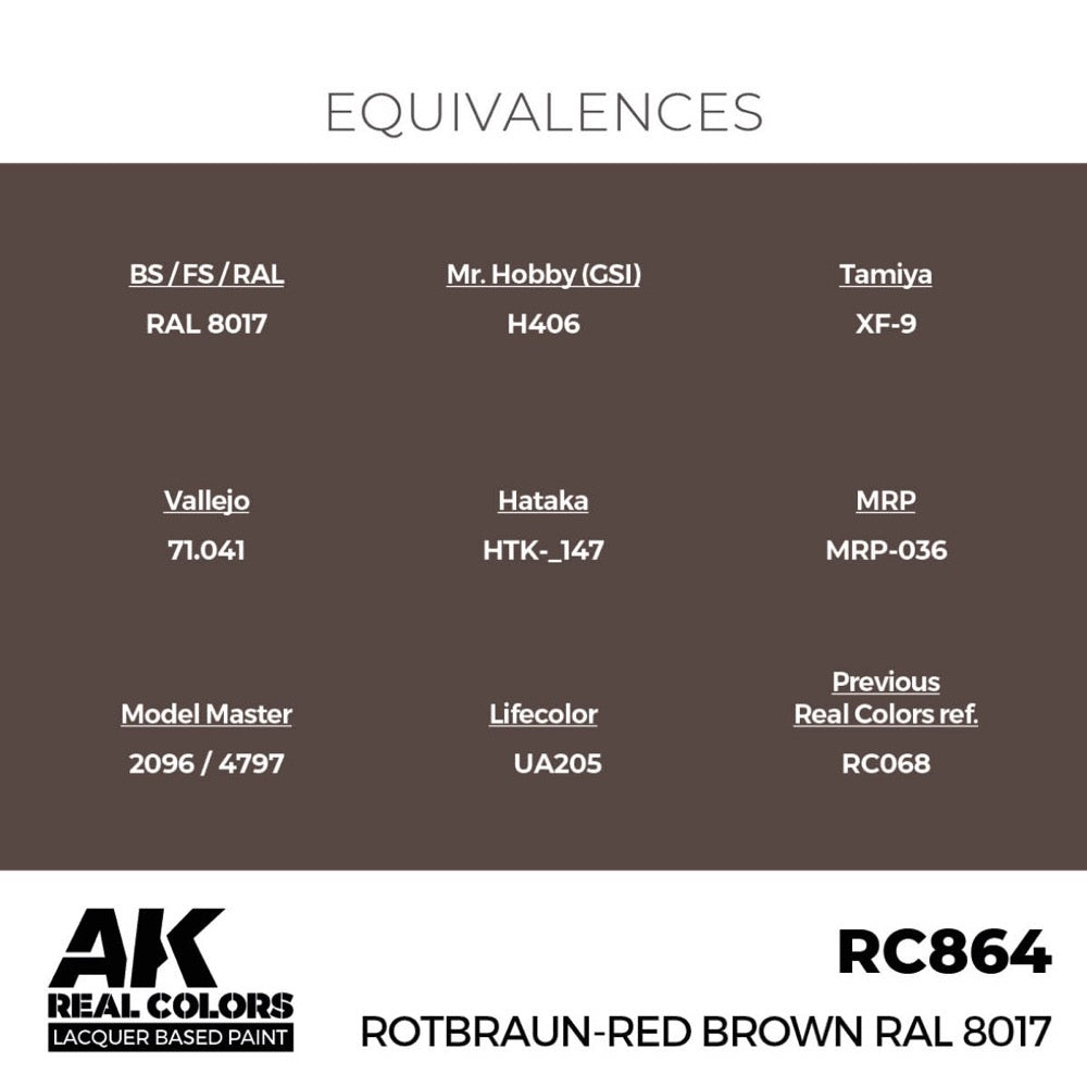AK Interactive RC864 Real Colors Rotbraun-Red Brown RAL 8017 17ml Lacquer Paint
